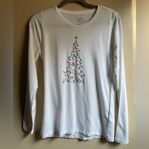 NWT J.Crew Collector Tee Christmas tree lights size Small Cotton
